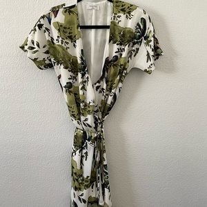Babaton Wallace Wrap Dress in Green Floral, size XS